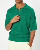 Polo 100% Lin manches courtes Maille vert emeraude