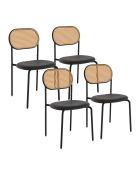 4 Chaises Clarisse dossier cannage noires - 46x49x80 cm