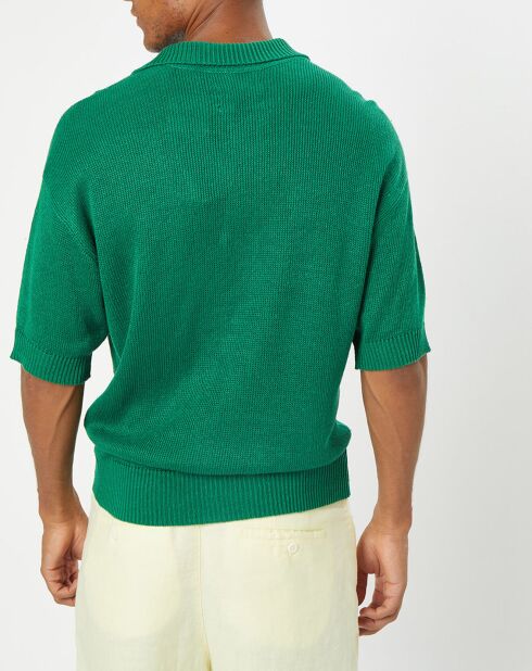 Polo 100% Lin manches courtes Maille vert emeraude