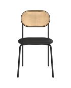 4 Chaises Clarisse dossier cannage noires - 46x49x80 cm