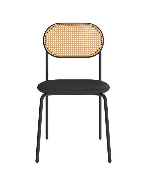 4 Chaises Clarisse dossier cannage noires - 46x49x80 cm