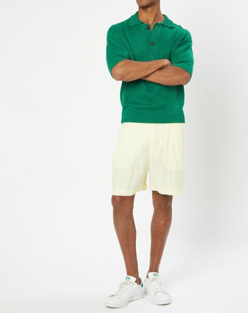 Polo 100% Lin manches courtes Maille vert emeraude
