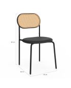 4 Chaises Clarisse dossier cannage noires - 46x49x80 cm