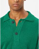 Polo 100% Lin manches courtes Maille vert emeraude