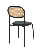 4 Chaises Clarisse dossier cannage noires - 46x49x80 cm