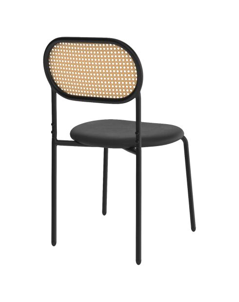4 Chaises Clarisse dossier cannage noires - 46x49x80 cm
