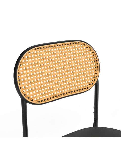 4 Chaises Clarisse dossier cannage noires - 46x49x80 cm