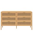 Commode Eve 6 tiroirs en cannage 140cm bois  - 140x40x80 cm