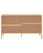 Commode Eve 6 tiroirs en cannage 140cm bois  - 140x40x80 cm