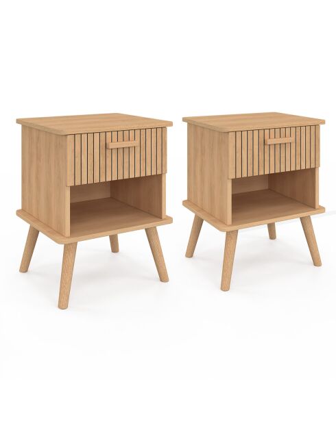 2 Tables de chevet Albane bois - 40x34x50 cm