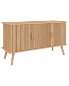 Buffet Faustine 3 portes effet lattes bois - 110x40x60 cm
