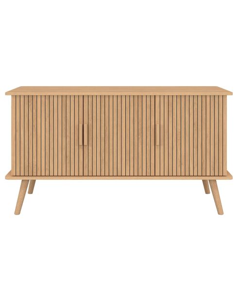 Buffet Faustine 3 portes effet lattes bois - 110x40x60 cm