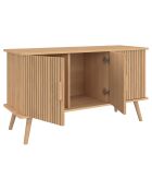 Buffet Faustine 3 portes effet lattes bois - 110x40x60 cm