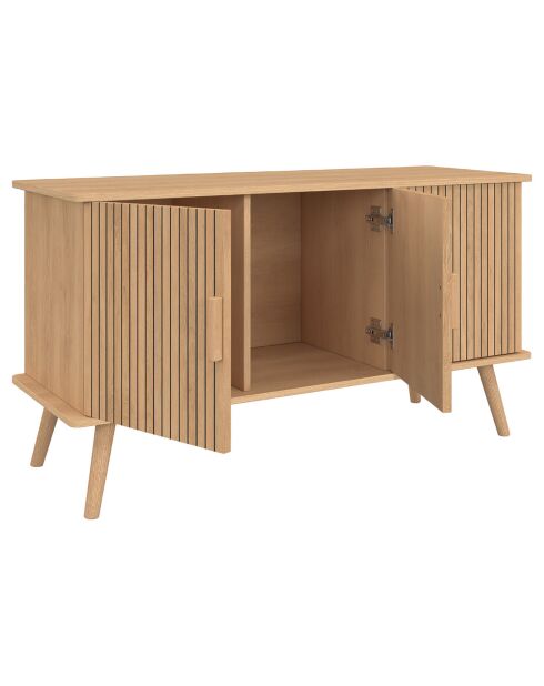 Buffet Faustine 3 portes effet lattes bois - 110x40x60 cm