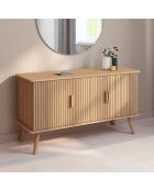 Buffet Faustine 3 portes effet lattes bois - 110x40x60 cm
