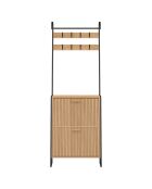 Vestiaire d'entrée Faustine effet lattes bois/noir - 63.5x23.5x180 cm