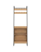 Vestiaire d'entrée Faustine effet lattes bois/noir - 63.5x23.5x180 cm