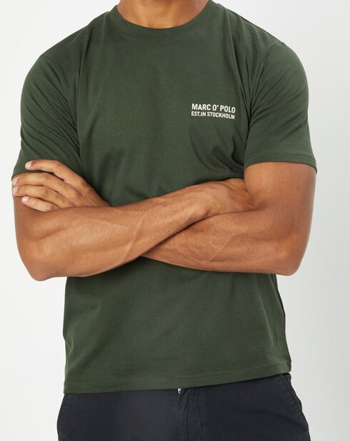 T-Shirt col rond logo poitrine kaki