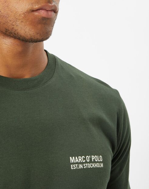T-Shirt col rond logo poitrine kaki