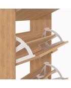 Meuble à chaussures Faustine 3 portes effet lattes 18 paires bois - 60x24x113 cm