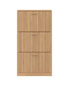 Meuble à chaussures Faustine 3 portes effet lattes 18 paires bois - 60x24x113 cm