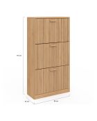 Meuble à chaussures Faustine 3 portes effet lattes 18 paires bois - 60x24x113 cm