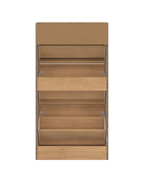 Meuble à chaussures Faustine 3 portes effet lattes 18 paires bois - 60x24x113 cm