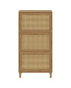 Meuble à chaussures Erin 3 portes en cannage 18 paires bois - 60x23.50x118 cm