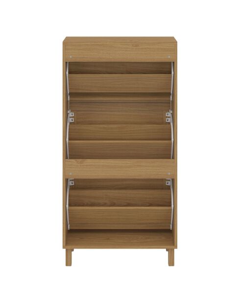 Meuble à chaussures Erin 3 portes en cannage 18 paires bois - 60x23.50x118 cm