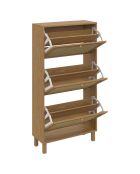 Meuble à chaussures Erin 3 portes en cannage 18 paires bois - 60x23.50x118 cm