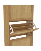 Meuble à chaussures Erin 3 portes en cannage 18 paires bois - 60x23.50x118 cm