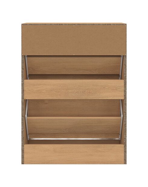 Meuble à chaussures Faustine 2 portes effet lattes 12 paires bois - 60x24x80 cm