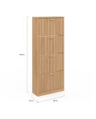 Meuble à chaussures Faustine 4 portes effet lattes 24 paires bois - 60x24x150 cm