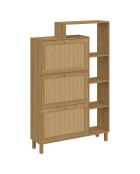 Meuble à chaussures Erin 3 portes en cannage 18 paires bois - 86.5x23.5x133.5 cm
