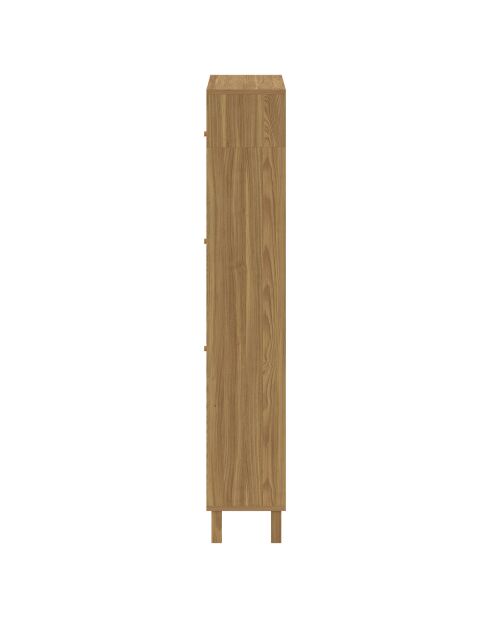 Meuble à chaussures Erin 3 portes en cannage 18 paires bois - 86.5x23.5x133.5 cm