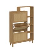 Meuble à chaussures Erin 3 portes en cannage 18 paires bois - 86.5x23.5x133.5 cm