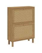 Meuble à chaussures Erin 2 portes en cannage 12 paires bois - 60x23.50x83.5 cm