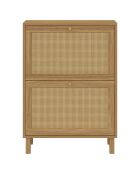 Meuble à chaussures Erin 2 portes en cannage 12 paires bois - 60x23.50x83.5 cm
