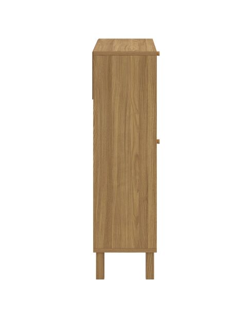 Meuble à chaussures Erin 2 portes en cannage 12 paires bois - 60x23.50x83.5 cm