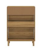 Meuble à chaussures Erin 2 portes en cannage 12 paires bois - 60x23.50x83.5 cm