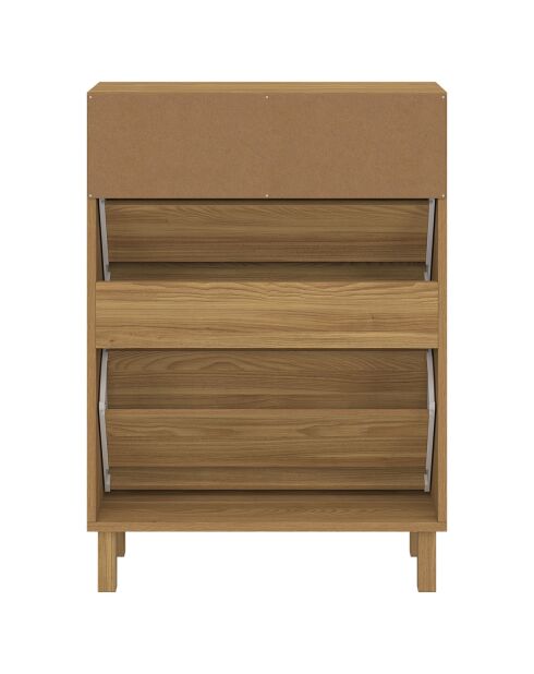 Meuble à chaussures Erin 2 portes en cannage 12 paires bois - 60x23.50x83.5 cm
