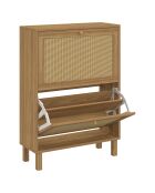 Meuble à chaussures Erin 2 portes en cannage 12 paires bois - 60x23.50x83.5 cm