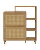 Meuble à chaussures Erin 2 portes en cannage 12 paires bois - 86.5x23.50x98.5 cm