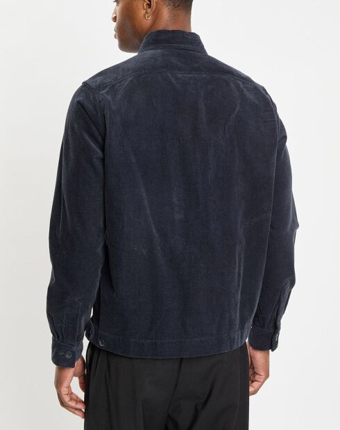 Surchemise zippée en Velours milleraies bleu marine