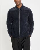 Surchemise zippée en Velours milleraies bleu marine