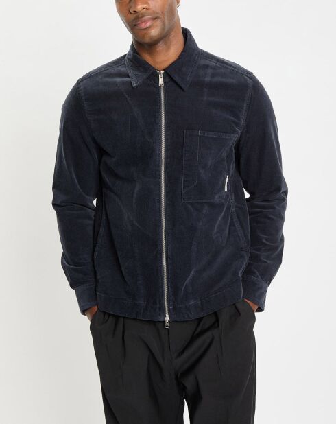Surchemise zippée en Velours milleraies bleu marine