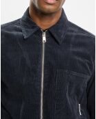 Surchemise zippée en Velours milleraies bleu marine
