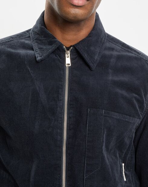 Surchemise zippée en Velours milleraies bleu marine
