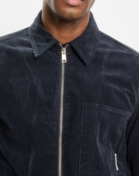 Surchemise zippée en Velours milleraies bleu marine
