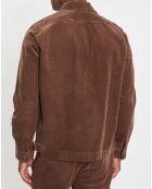 Surchemise zippée en Velours milleraies marron